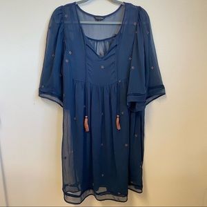Lucky Brand Embroidered Tassel Dress